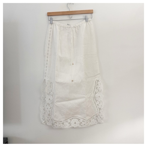 Zimmermann Dresses & Skirts - Zimmermann HALCYON BRODERIE maxi SKIRT white linen embroidered bottom size 0